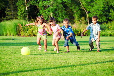 Children Playing on Lawn